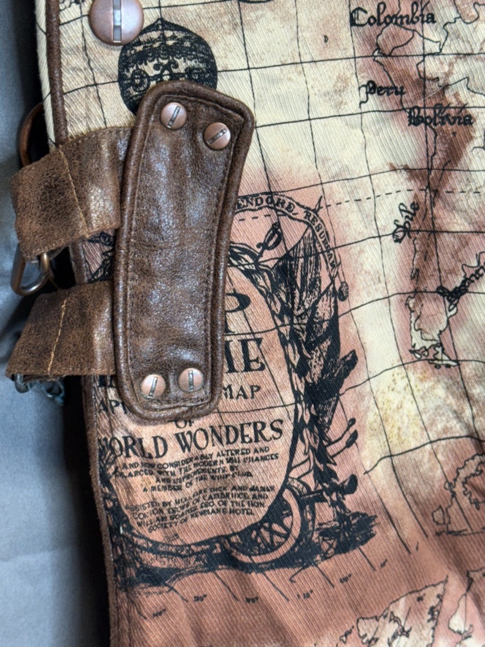 Lip Service Map of the World Pleated Cargo Kilt, Steampunk, Traveler, Goth, Punk - Picture 7 of 11